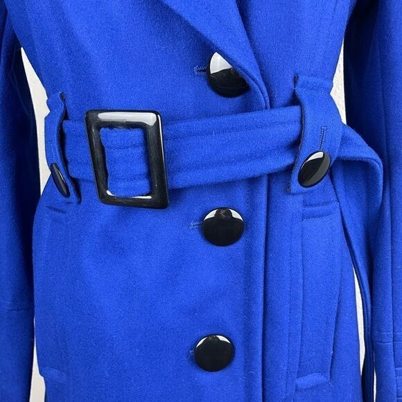 Giacca Blue Wool Blend Pea Coat Size S EUC - Picture 2 of 9